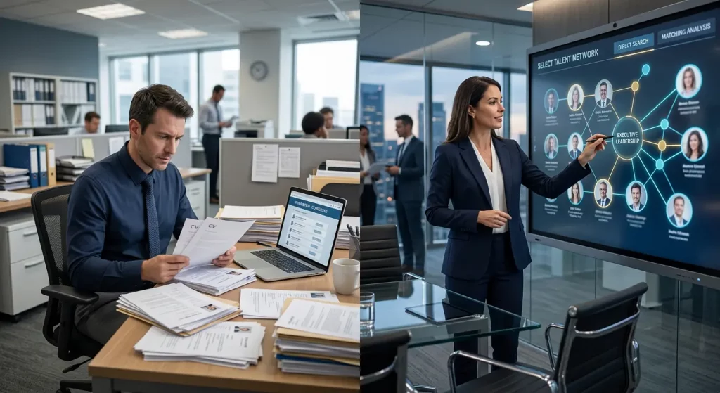 Comparativa entre headhunting y reclutamiento tradicional para empresas.